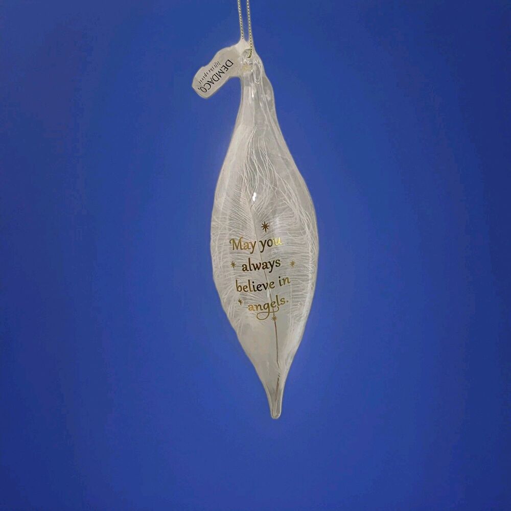Demdaco Feather Glass Hanging Ornament "May You Always Believe In Angels"